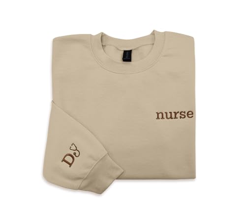 NACRE APPAREL Custom Embroidered Nurse Sweatshirt Hoodie Add Your Name Text Embroidered Nursing Life RN LPN Registered Gift