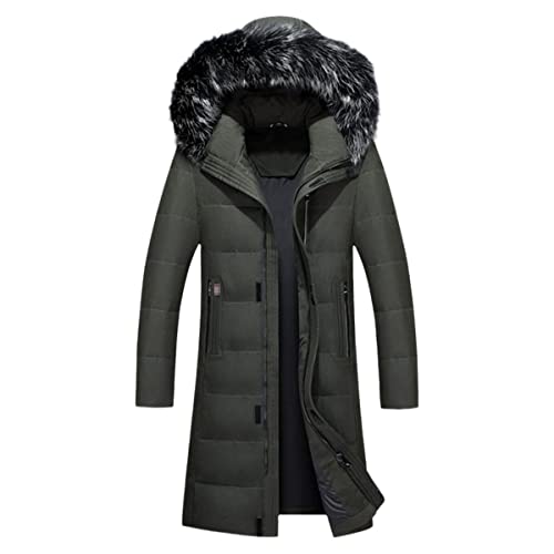 Veste en duvet de canard blanc pour homme Manteau long chaud et réconfortant ArmyGree XL