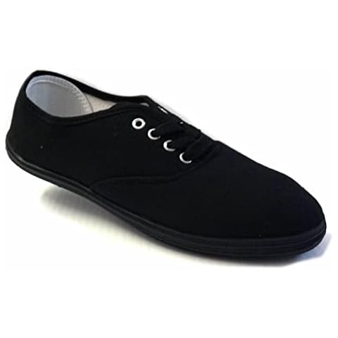 Shoes 18 Womens Canvas Shoes Lace up Sneakers 324 Black/Black UK 4 Cover