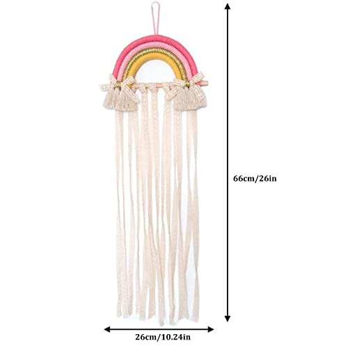 Shiwaki Bow Organizer for Hair Bows Holder Decoration Rainbow Wall Decor Hair Clips Hanger for Home Decoration (Pink) - Image 4