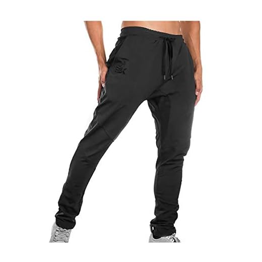 BROKIG - Pantalones de Deporte para Hombre, Corte Ajustado, con Bolsillos Dobles (Negro,L)