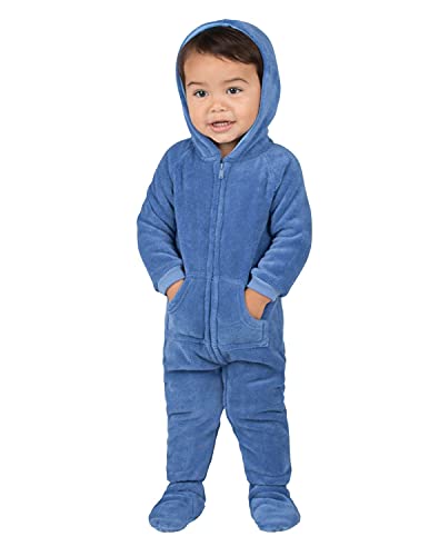 Footed Pajamas - Under The Sea Infant Hoodie Chenille One Piece - Infant - Large (Fits 6-12mos.) Blue