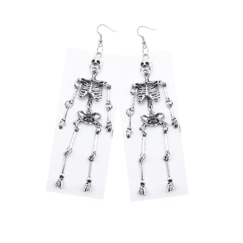Brinco Esqueleto Caveira Aço Inoxidável Prateado
