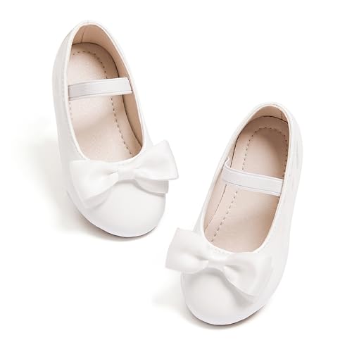 Image of PHIRAMIN Toddler Flower Girl Dress Shoes - Little Girl Ballet Flats Bow Wedding Party