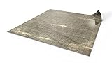 Trocken abwischbare Rollenspielmatte 50x50cm mit quadratischem Raster - Trocken abwischbare Kampfmatte für Rollenspiele, Dungeons and Dragons (D&D), Pathfinder - Abgenutzter Papyrus