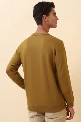 Image of Allen Solly Men's Cotton Blend Crew Neck Sweatshirt with Straight Pocket