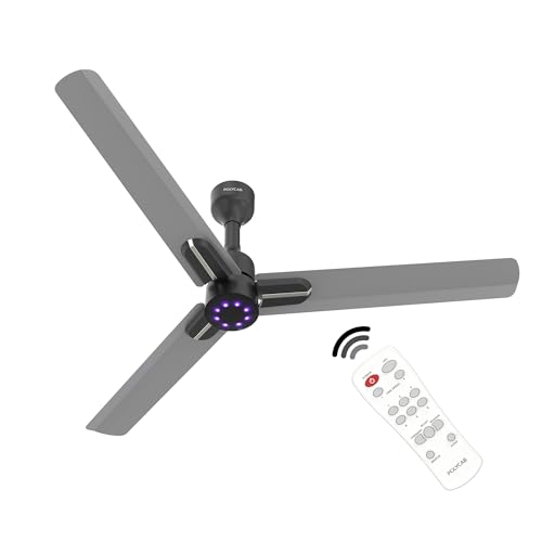 Image of Polycab Wizzy Neo LED 1200mm BLDC Ceiling Fan with remote |BEE 5 Star Rated, Higher Air Delivery|LED Indicator,Sleep and Breeze Mode |3 Years Warranty【Classic Grey Chrome】