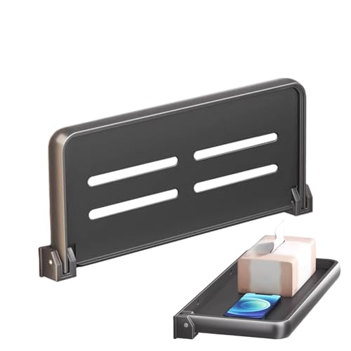 Yumneo Estante plegable de pared para baño, organizador de baño, estantes flotantes plegables de 90° para montar en la pared, estante plegable de aluminio de ducha, champú, teléfonos
