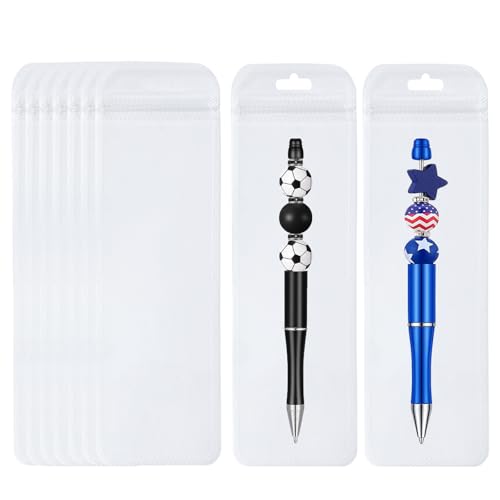Image of 100 Pcs Beadable Pen Packaging Bags for Small Business, Clear Pen Bag for Bead Pens, Zipper Smell Proof Storage Bags for Packaging Lipgloss, Jewelry, Cosmetic,Candy 2.95x9.8inch