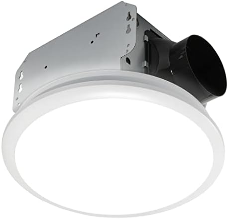 Homewerks 7141-110 Bathroom Fan Integrated LED Light Ceiling Mount Exhaust Ventilation 2.0 Sones 110 CFM, White
