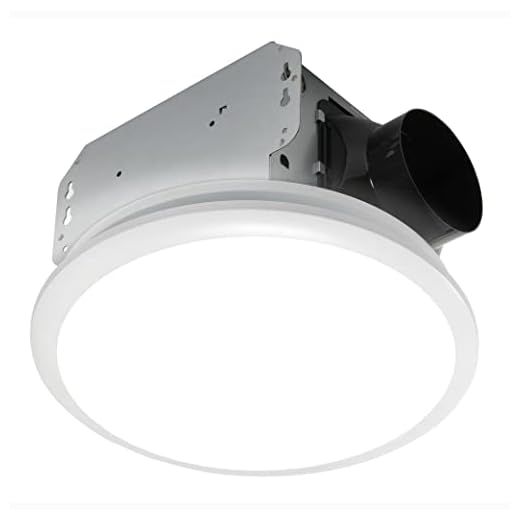 Homewerks 7141-50 Bathroom Fan Integrated LED Light Ceiling Mount Exhaust Ventilation, 0.7 Sones, 50 CFM