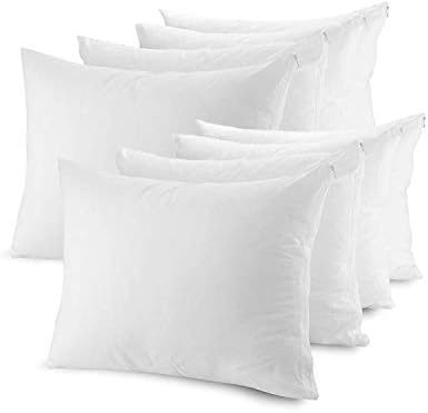 The Grand King Size Pillow Protectors Zippered Cases | Poly Cotton Pillow Covers Allergy-Free | Breathable and Quiet (King Set of 8, White)