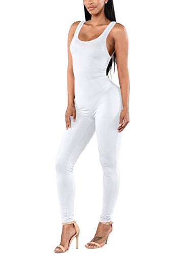 One Piece Rompers Bodysuits for Women Body Suit Tops for Women Full Body Suit White L