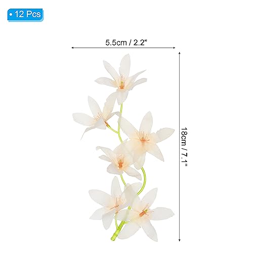 PATIKIL 7 Inch Artificial Orchid Flower, 12 Pcs Floating Candles Simulation Flower Cylinder Vase Fillers for Home Wedding Decoration, Champagne - Image 2