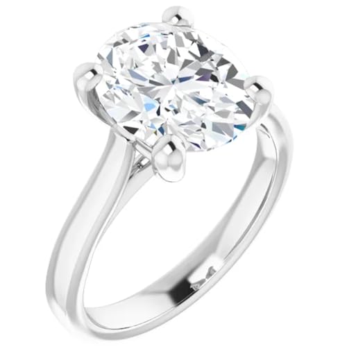 Solitaire Oval Cut Lab Diamond Engagement Ring 3 Carats
