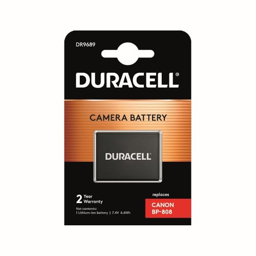 Duracell DR9689 Premium Analog Canon BP-808 Battery for Camcorder FS10 HG10 Li-Ion 7.4V 850mAh