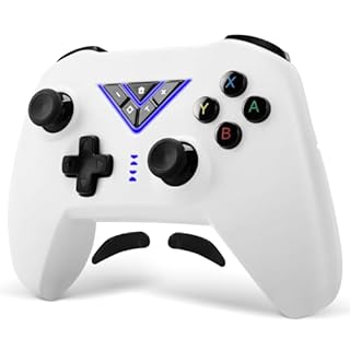 VooFun Manette Switch Pro, Bluetooth Manette Sans Fil pour Switch/Switch 2/PC, Gamer Switch Manettes avec Vibration, Turbo, Gyroscope 6 Axes, RGB Lumière, Wake-Up, Bouton Programmable (Blanc)