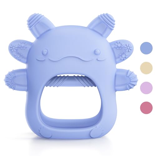 akolik Baby Teething Toy for 3-6-12 Months Baby Teethers Toy Teething Ring Silicone Grasping Teething Toy BPA Free Teething Newborn Chew Toys (Blue)
