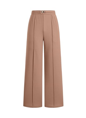 EVAELSS Wide Leg Pants Women Straight Elastic High Waisted Work Slacks Business Casual Pleated Dress...