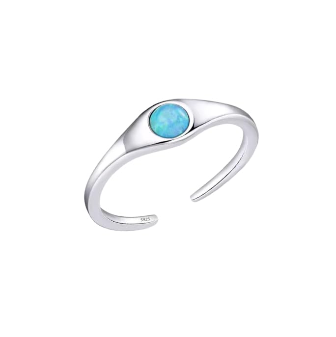 925 Sterling Silver Blue Fire Opal Ring PJ1670