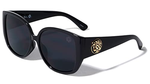 Kleo Prodigy - Flat Lens Cat Eye Side Coin Lion Head Medallion Hip Hop Sunglasses - Main Image