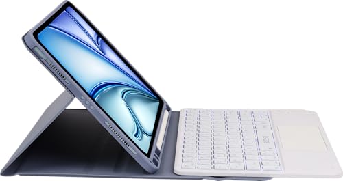 Image of RTSY Keyboard case for iPad Air 11 (M4 /M3 /M2) & iPad Air 5th /4th with Multi Touch Trackpad & 7-Colors Backlit, Magnetic Detachable Wireless Bluetooth (Lavender White)