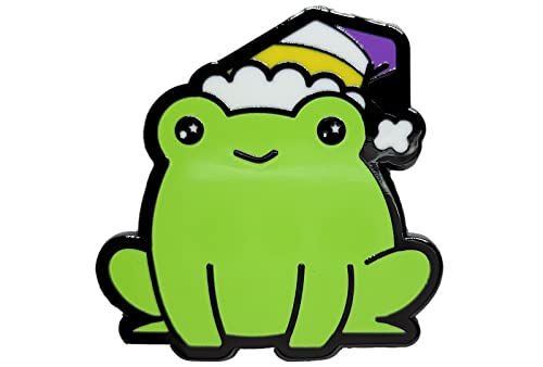 Nonbinary Pride Frosch Chibi Hut Emaille Pin in Enby LGBT+ Flagge Farben | Pride Jewelry, Small, Emaille, nicht bekannt