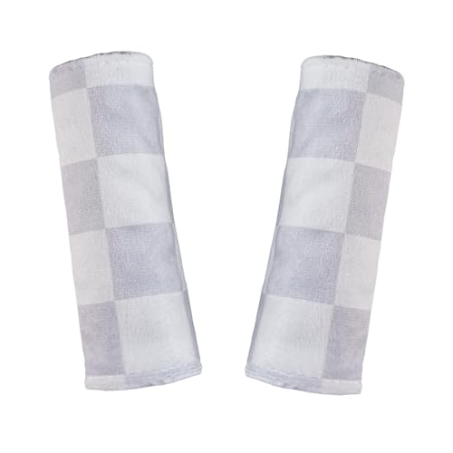 Image of Carseat Strap Covers for Babies, Ultra Soft Double-Sided Use Shoulder Covers, 2 Pack Infant Seat Belt Covers for Car Seats /Strollers /High Chairs, for Baby Toddler Infant Boy Girl, Gray Checkered