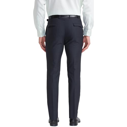 Image of Park Avenue Men's Polyviscose Blend Structure Pattern Super Slim Fit Flat Front Formal Trouser