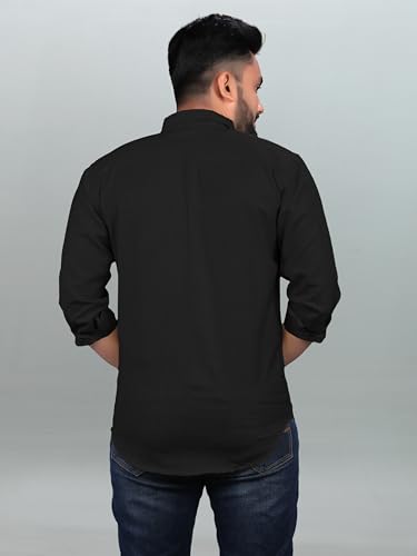 Image of Men Regular Fit Solid Spread Collar Casual Shirt