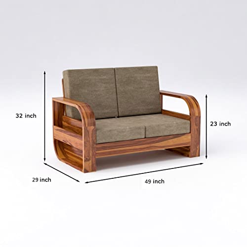Image of Douceur Furnitures Solid Sheesham Wood 2 Seater Sofas | Two Seater Sofa for Living Room, Cafe, Office | (Design-7)