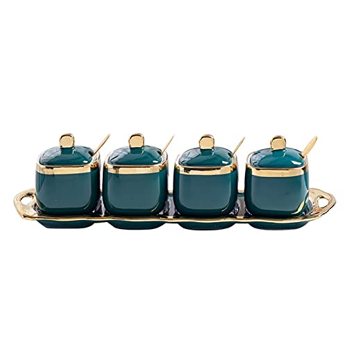 Recipiente de especias de cerámica para azucarero, tarro de condimentos de porcelana, juego de 3 tarros de condimentos de cerámica, caja de condimentos utilizada para ingredientes de azúcar y sal de