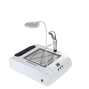 Nail Dust Collector, 108W Electric Nail Drill Machine 30000 RPM Nail Dust Vacuum Cleaner LED Lighting 54 LED 6 in 1 Electric Nail File Recharable Nail Dust Collector with Reusable Filte