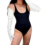 DooWay 2020 Fashion Super Long Leather Gloves for Women Oversized Loose Shoulder Length PU 35 Inches (White)