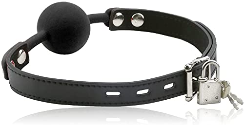 Eysilk Silikon Knebel Bondage Ballknebel Mundknebel Knebel Interchange Ball Gag mit Sperre Schlüssel (Schwarz)