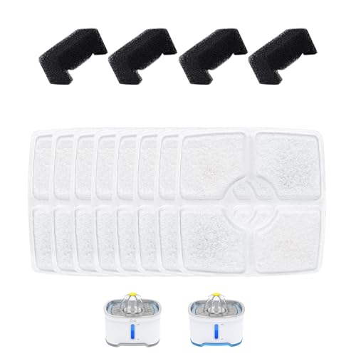 Wonder Creature Cat Water Fountain Filter 8 Replacement Filters & 4 Replacement Pre-Filter Sponges Pack for 2.5L Cubic Pet Fountain Stainless Steel Top Elliptical Automatic Cat Water Dispenser