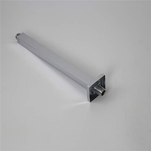 Weirun Bathroom 1/2 Npt All Brass 12-Inch Long Square Straight Shower Arm With Flange For Fixed Shower Head Ceiling Mount,Chrome #TOP3
