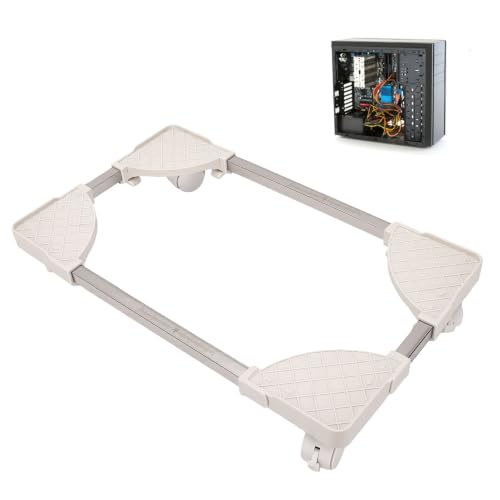 Soporte para torre de computadora CPU, ajustable con 4 ruedas con freno, ventilado (Blanco tamaño ajustable universal con ruedas de freno) miniatura 5