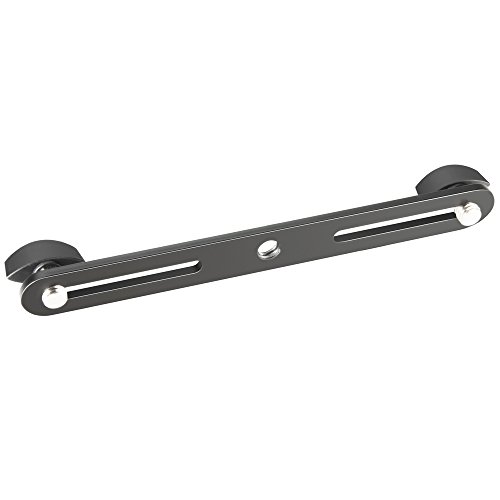 Adam Hall Stands SDMSB 190 - Stereoschiene für 2 Mikrofone, aufschraubbar auf Stative mit 3/8 Gewindeanschluss, schwarz