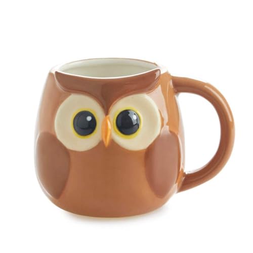 Balvi Mug Bubo Couleur Marron Tasse en Forme de tête de Hibou Capacité de 400 ML Passe au Lave-vaisse