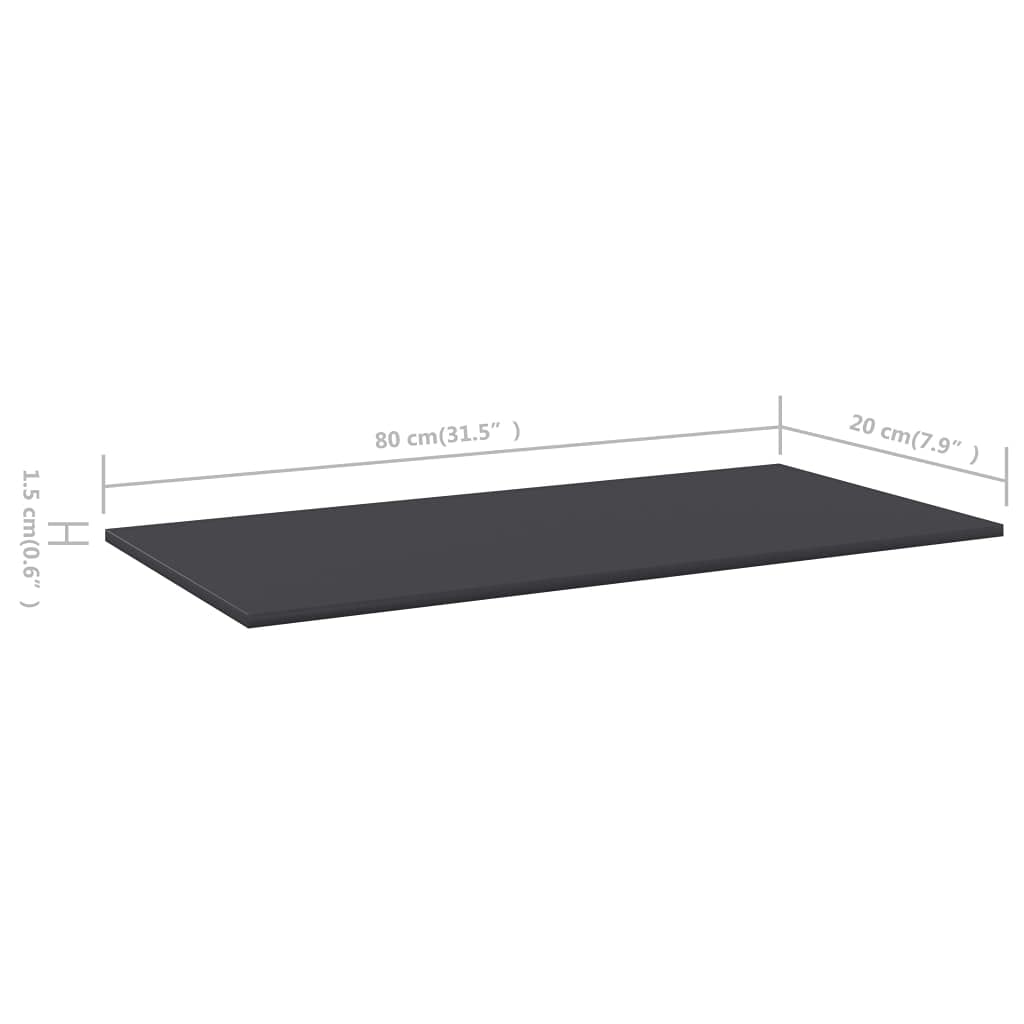 Regał na książki, 8 sztuk, szary, 80 x 20 x 1,5 cm, materiał drewnopochodny, do regałów ściennych, systemów przechowywania, modułowych regałów magazynowych, oszczędzający miejsce organizer do