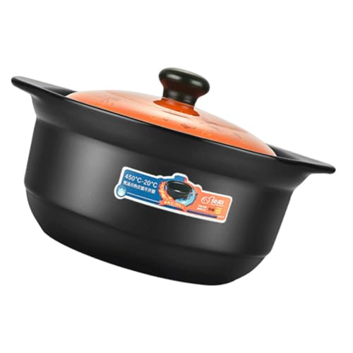MUCKLILY Olla De Cerámica Con Tapa Cacerola Tradicional Para Personas Diseño Con Asas Dobles Resistente Fuego Directo Ahorro De Energía Para Guisos y Sopas Cocina Doméstica