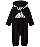 adidas Infant Girls' and Baby Boys' Long Sleeve Hooded Coverall, Adi Black, 12 Months