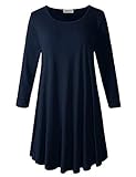 LARACE Women’s 3/4 Sleeve Casual Swing T-Shirt Dresses(2X, Navy Blue)