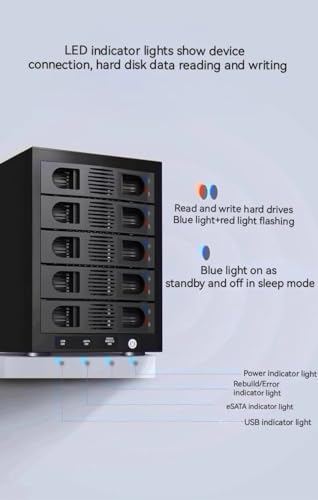 Image of Syba 5 Bay Tool Less Tray Hot Swappable 2.5 inch 3.5 inch SATA III RAID HDD External USB 3.0 Enclosure Windows MacOS SY-ENC50118