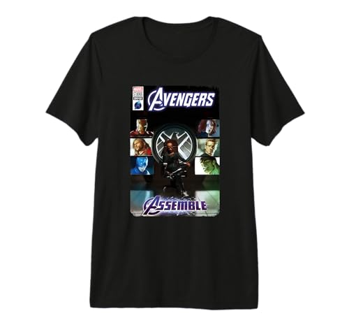 Marvel Avengers and Nick Fury Comic Cover Premium T-Shirt top vintage imprimé geek