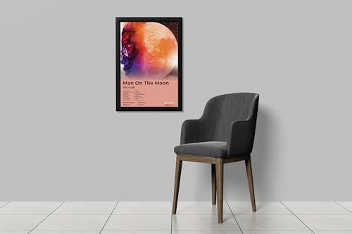 Image of BLINKART KidCudi- Man On The Moon Wall Photo Frames | Wall Art for Bedroom, Living Room, Studio or Office | Album Cover Print with Spotify Song Link QR Code | Gift for Fans - 8x12 In
