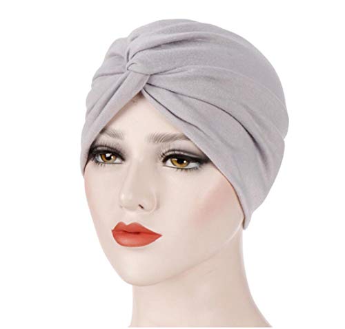 Lucky staryuan ® 3 Pieces Turbans for Women Soft Pre Tied Knot Fashion Pleated Cancer Turban Cap Chemo Headwrap Sleep Hat (Style 1)