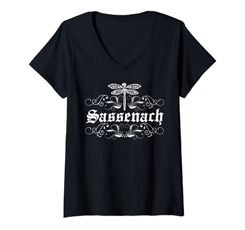 Mujer Sassenach Outlander Tee Gaelic Dragonfly Hombres y Mujeres Camiseta Cuello V