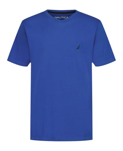Image of Nautica Boys' Short Sleeve Solid V-Neck T-Shirt, Soft, Comfortable, Relaxed Fit